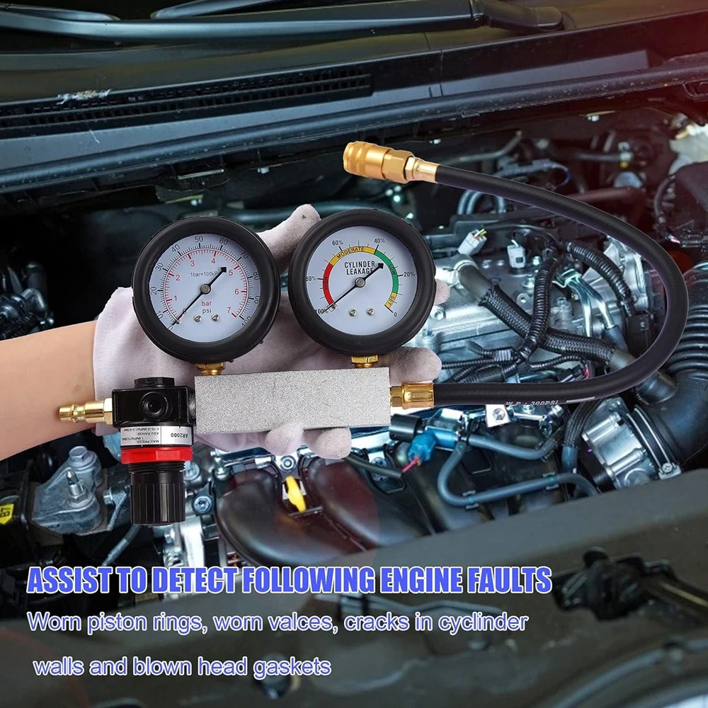 Multi-Function Cylinder Leak Down Tester Gasoline Engine Compression Gauge Test