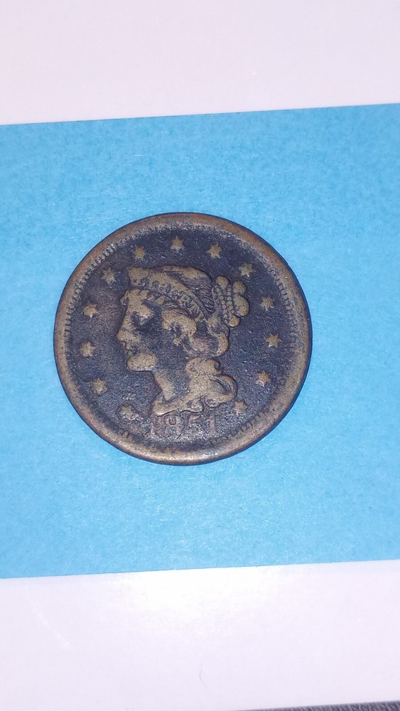 1851 LARGE One Cent Coin - Nice Patina
