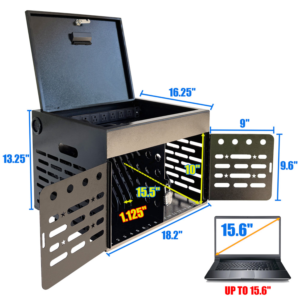 16-Device Charging Cabinet with Combination Lock