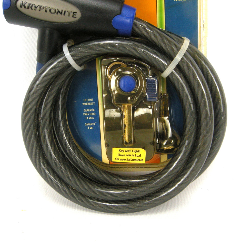 Kryptonite 5' x 12mm Key Cable Bicycle Lock w Light NOS