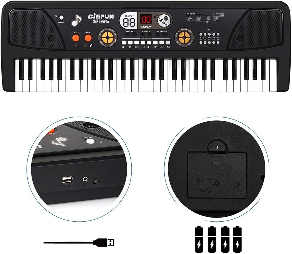 Keyboard Piano for Kid - 61 Key Fun Electronic Pianos with Screen & Microphon...