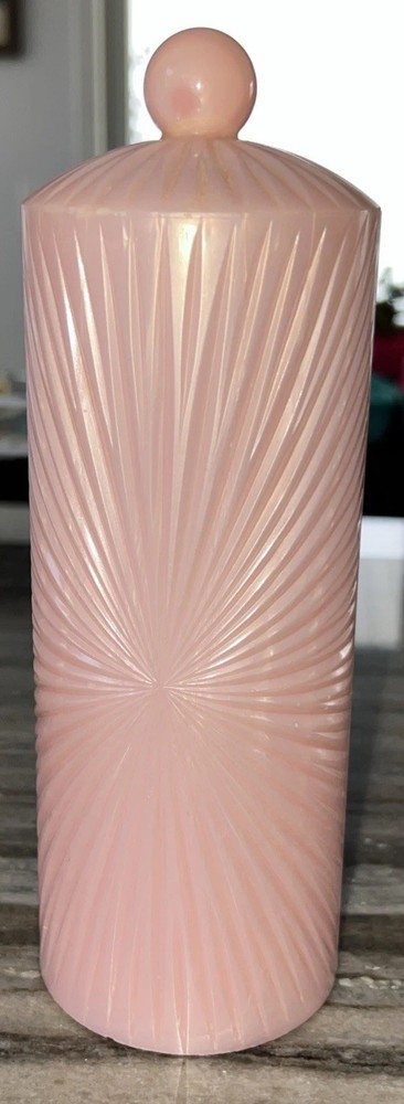 Vintage Plastic Art Deco Diamond Cut Vanity Container 10”