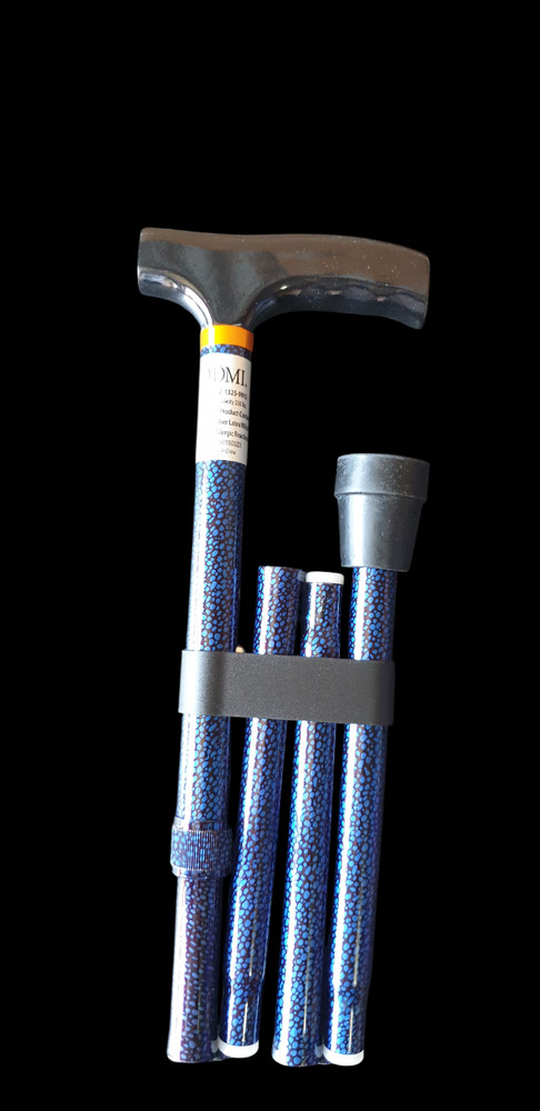 DMI Folding Collapsible Walking Cane Adjustable Height w/ Ergonomic Wood Handle