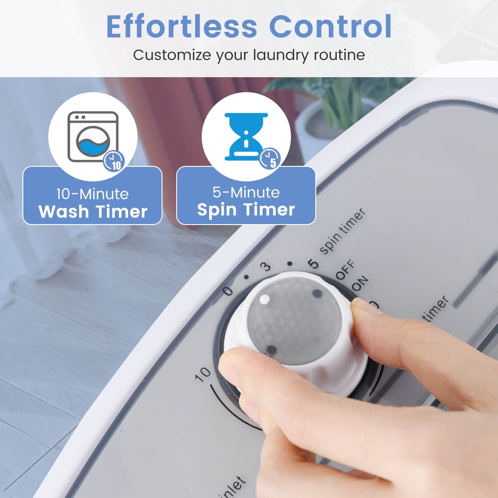 Portable Mini Washing Machine w/ Rotary Controller 5.5 lbs Washing Capacity