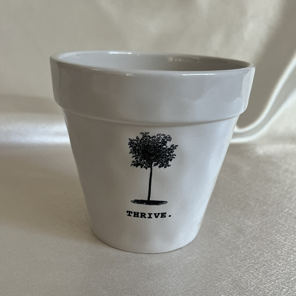 Rae Dunn Flower Pot “Thrive” Ceramic 4.25”T 4.5”W