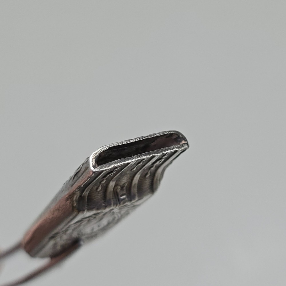 Antique Solid Silver Repousse Whistle Pendant Monogram Floral Design