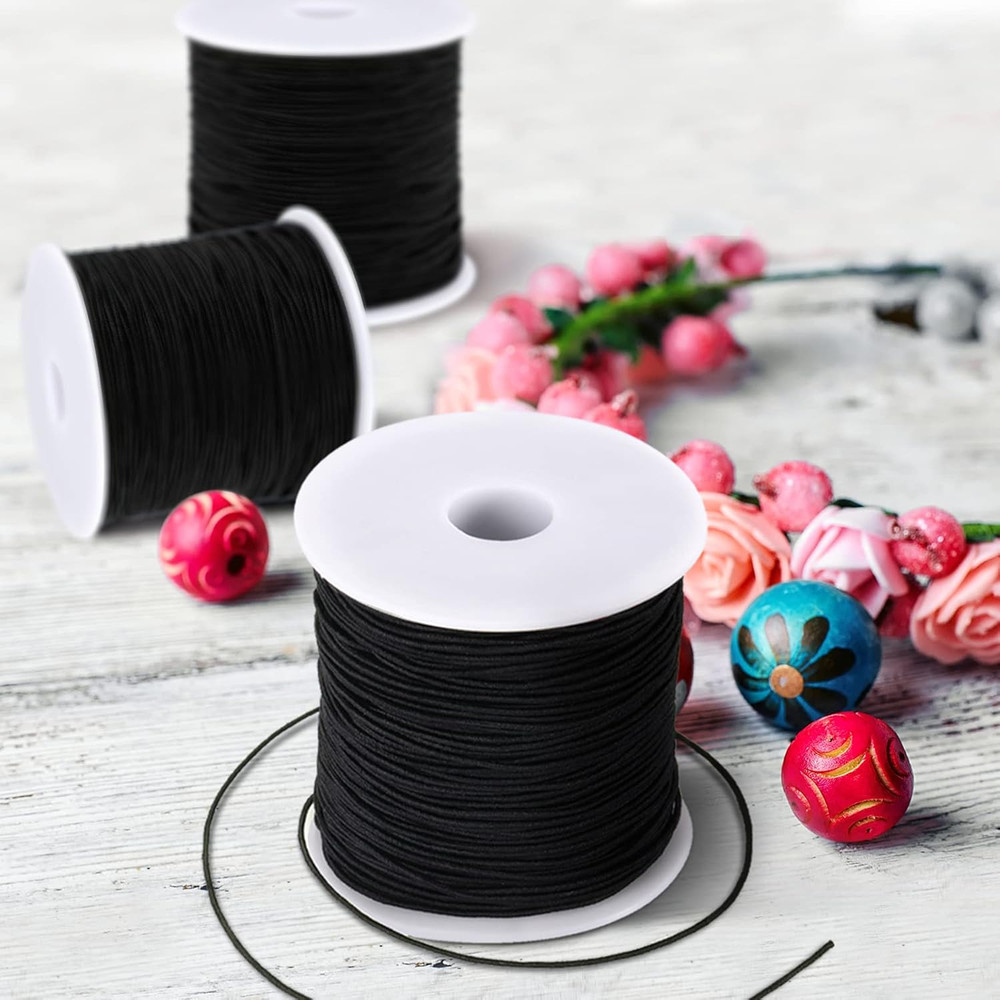 1Mm Elastic String Black Elastic Cord for Jewelry Thread Stretchy String for Bra