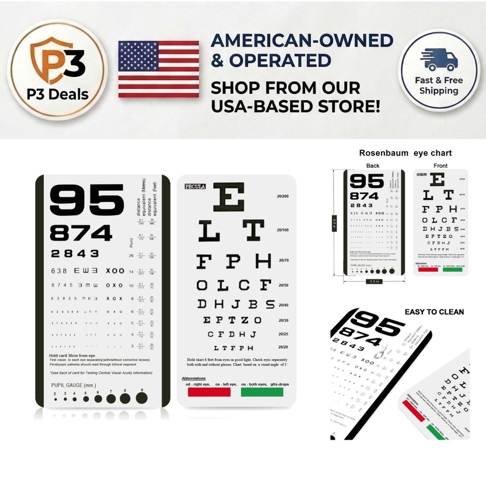 Compact Snellen & Rosenbaum Eye Chart for Efficient Vision Testing - Indoor Use