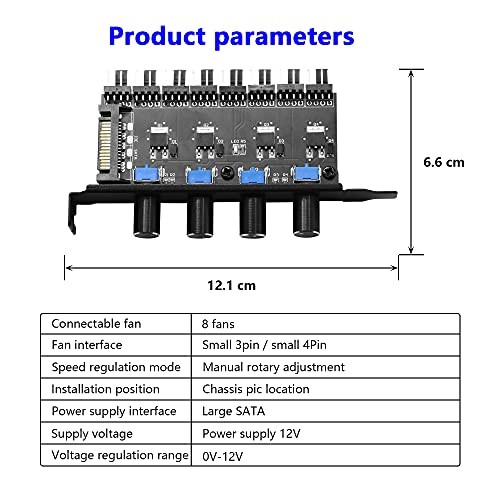 4 Knob Cooling Fan Speed Controller PC 8 Channels Fan Hub for CPU Case HDD