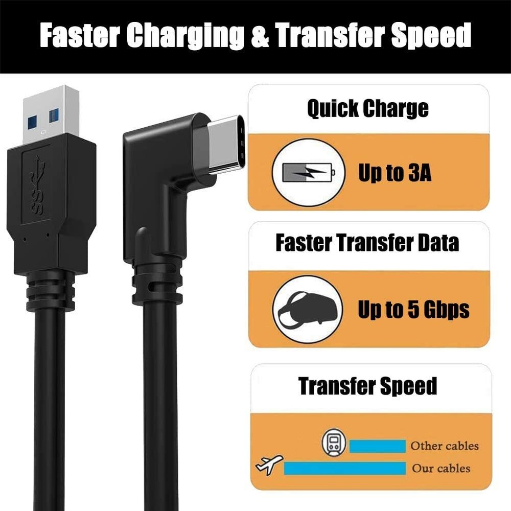14ft Link Cable for Oculus Quest 2 Type-C Right Angle to USB A 3.2 Charging Cord