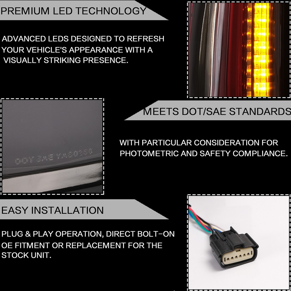 Customized Escalade Style CLEAR LED Tail Lights Assembly For 15-20 GMC Yukon /XL