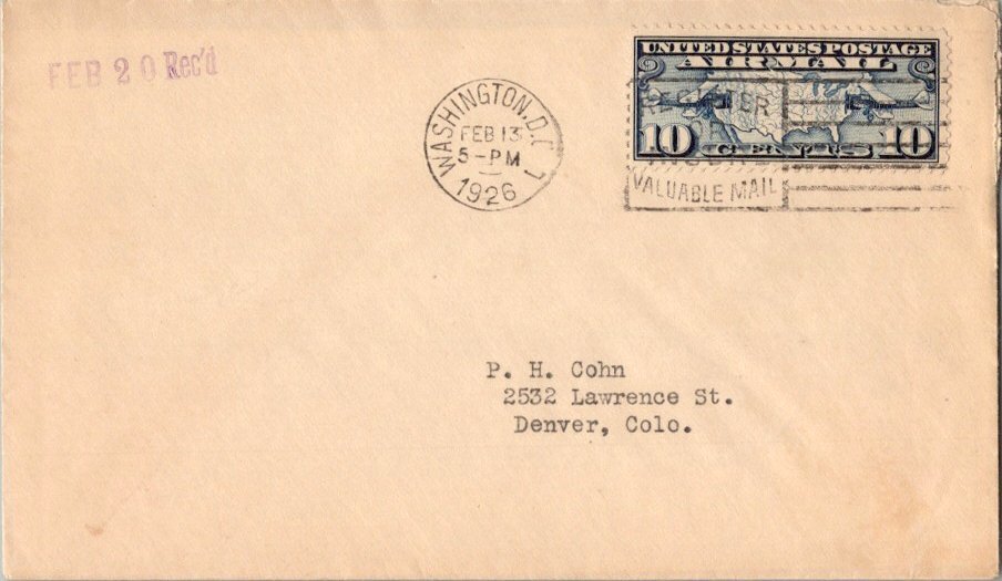 United States Scott C7 Typewritten Address.