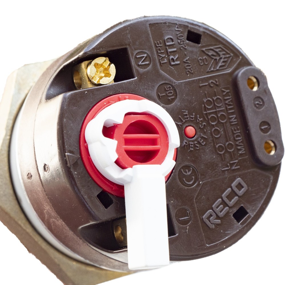 SOLAR TANK HEATING ELEMENT 3000W 1 1/4" BSP WITH ROD THERMOSTAT RTS RECO ANODE