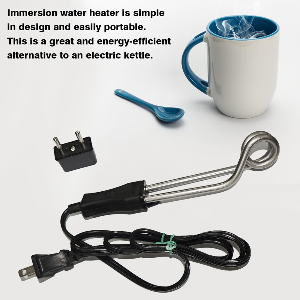 Immersion Water Heater 300W - 120/240V,304 Stainless Steel, Dual-Voltage Port...