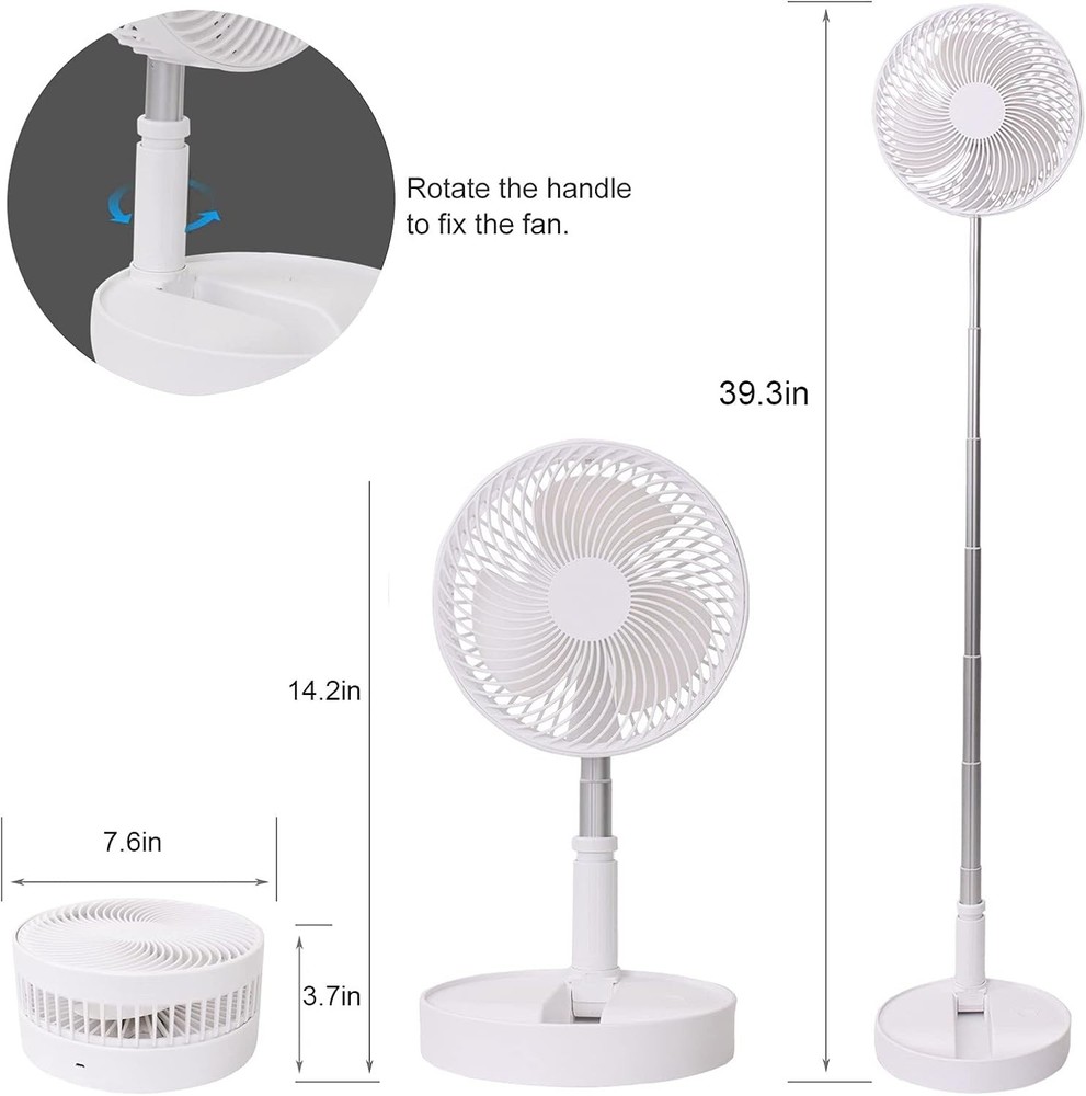 Portable desktop fan, foldable fan base floor fan, with remote control