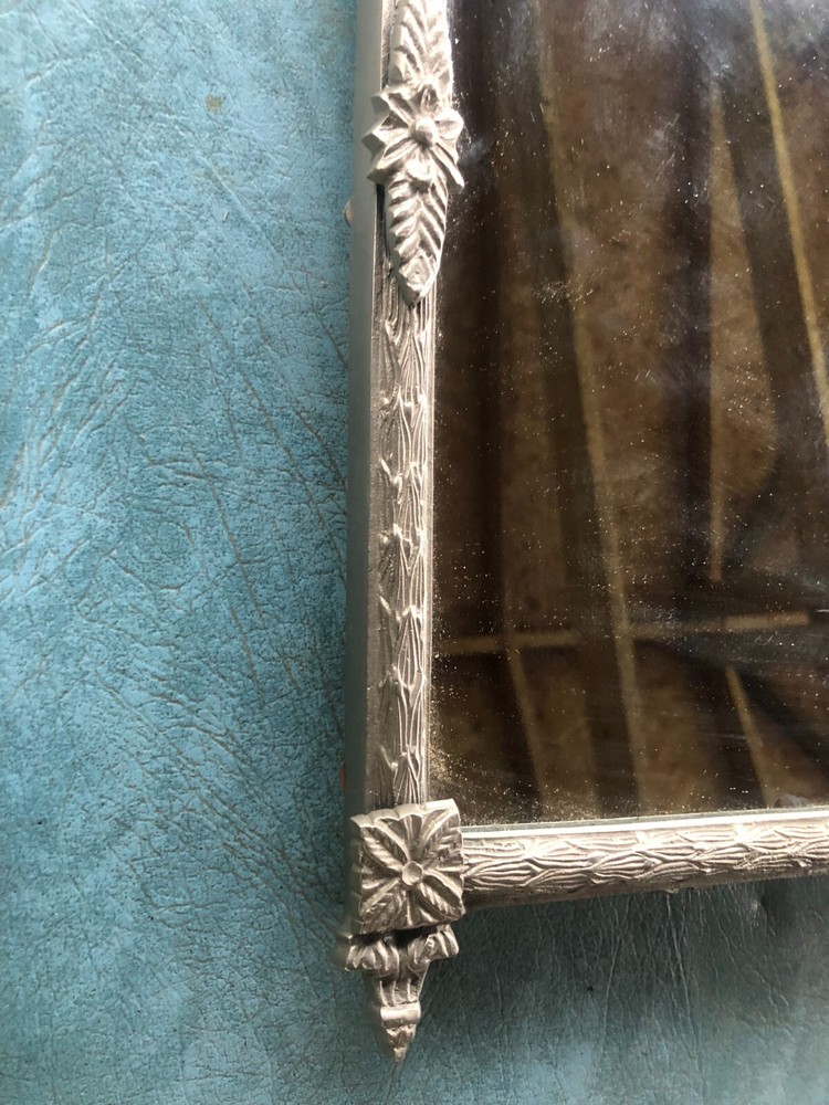 Antique Vintage Pewter Table Mirror 16"x10"