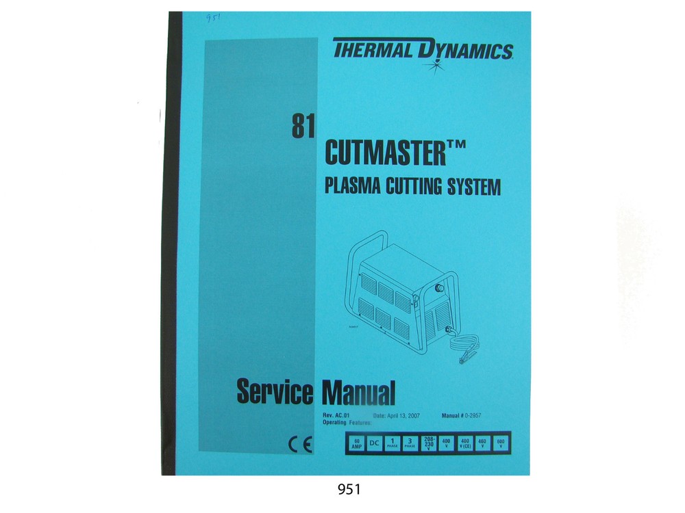 Thermal Dynamics Cutmaster 81 Service & Parts Manual # 951