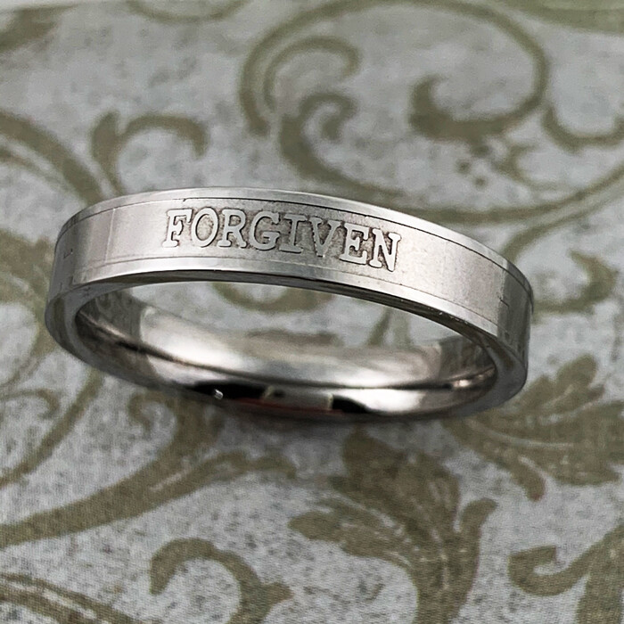 FORGIVEN Ring - Acts 10:43 (rabf) Stainless Steel