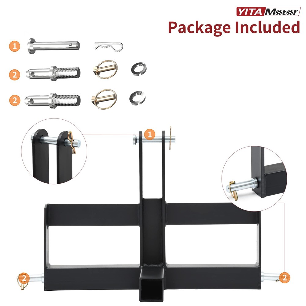 3 Point Hitch Receiver for Tractor 2'' Category 1 Quick Attach Drawbar Adapter