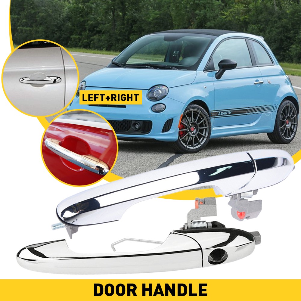 2x Outer Door Fit Handle For 2012-2017 Fiat 500 Left Front & Right Side Chrome