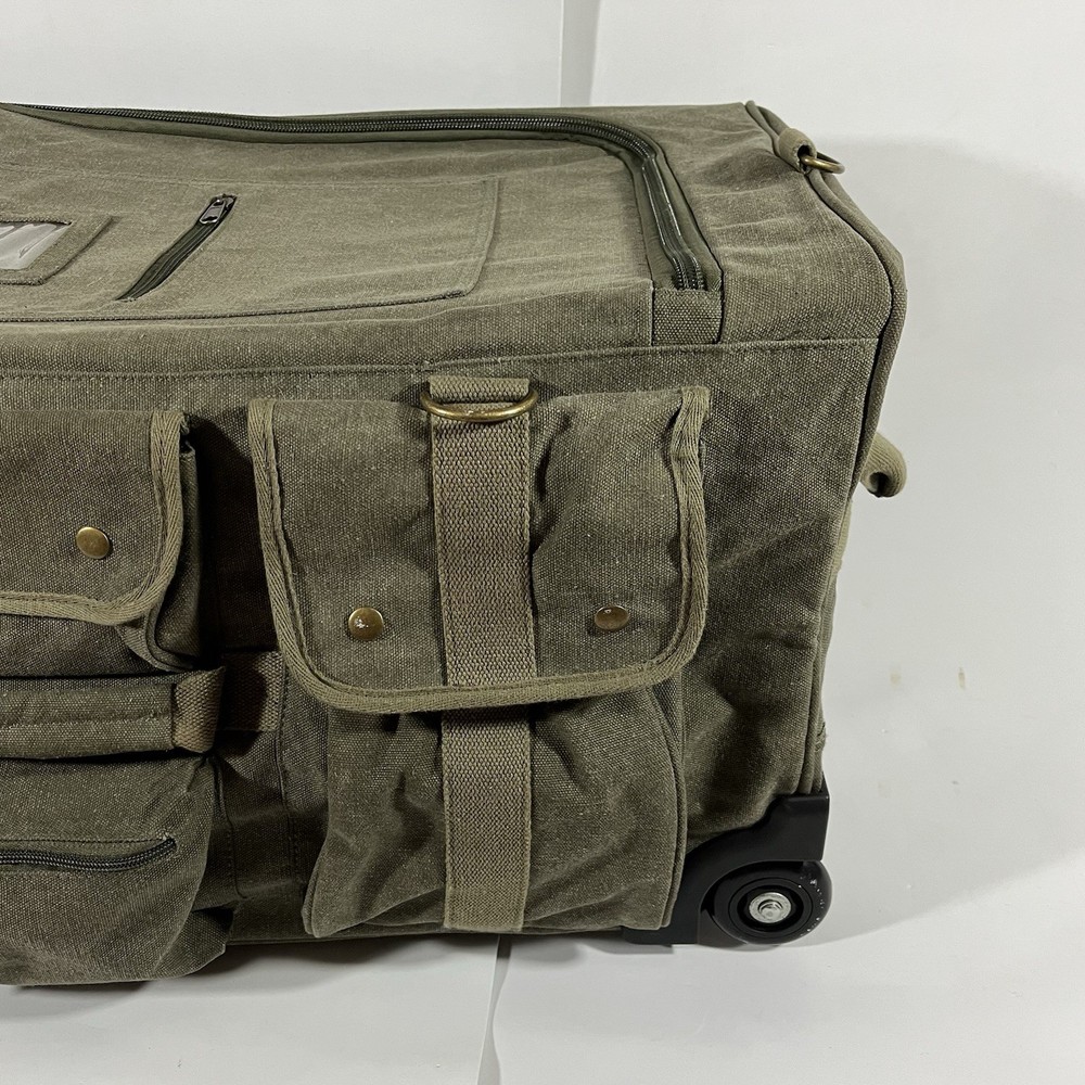 Pop Up Soft Trunk Green Canvas Collapsible Rolling Bag by Everything Summer Camp