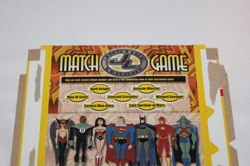 2002 Justice League Fruit Snacks Cartoon Network Empty Meijer Display Box Candy
