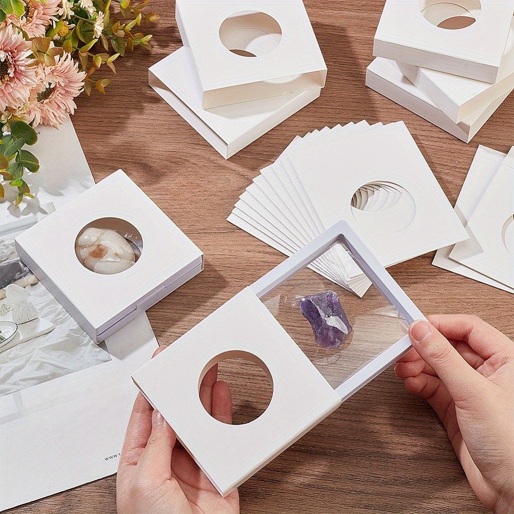 30pcs Square Cardboard Gift boxes with Hollow Window White Round Pattern Hollow