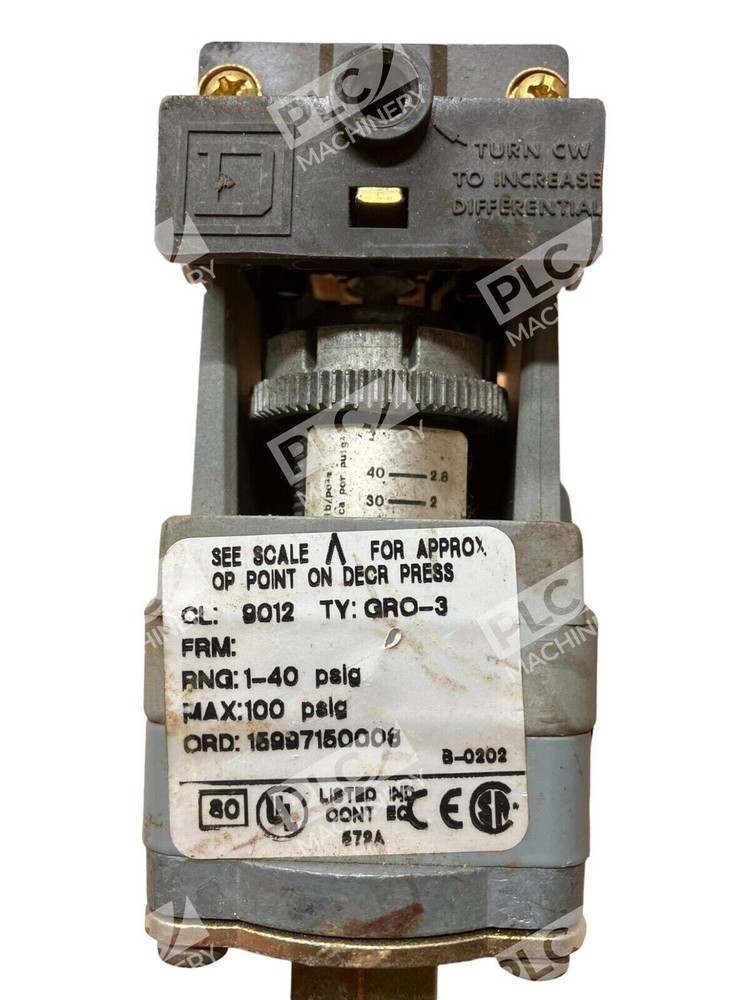 Square D 9012 GRO-3 Pressure Switch