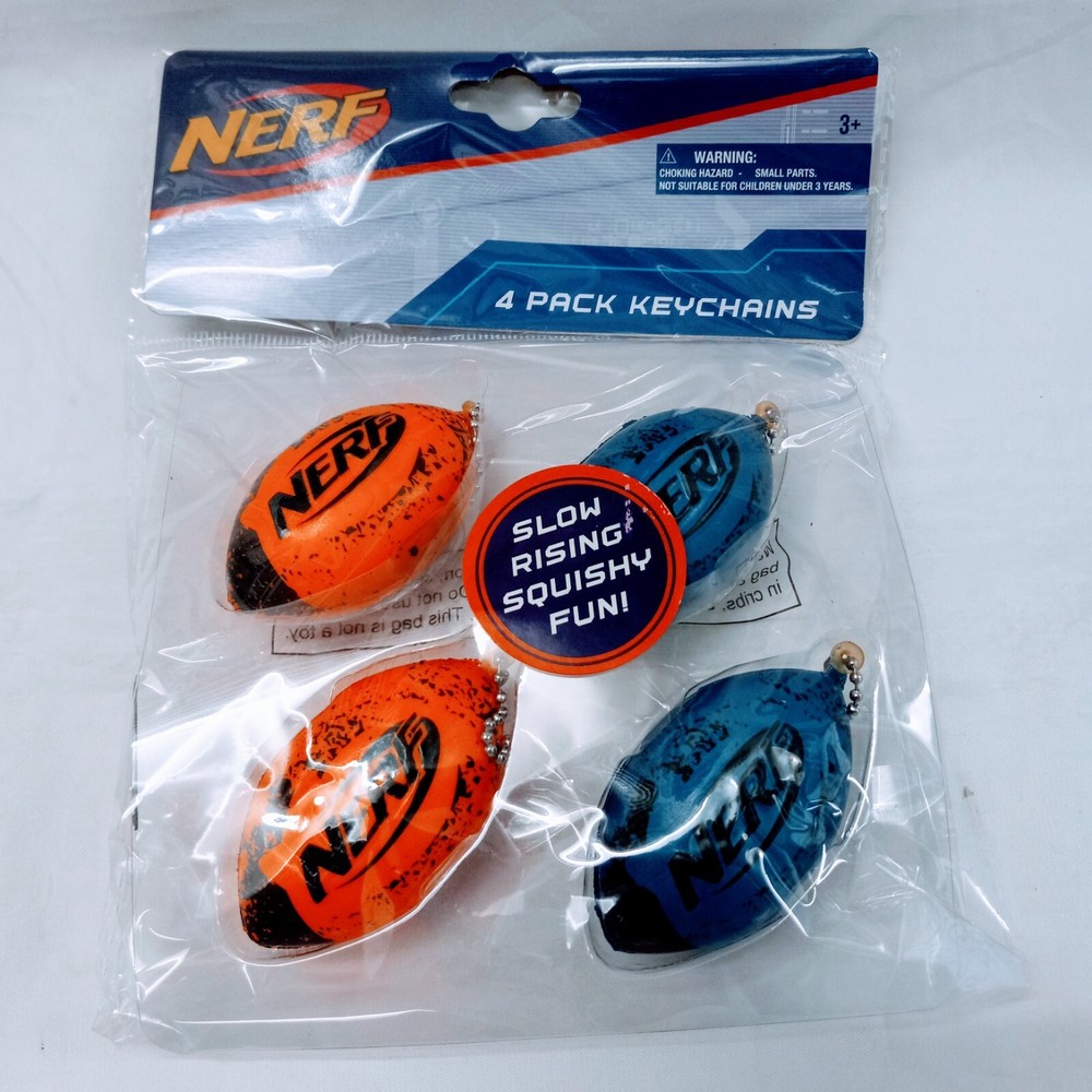 Hasbro Nerf Football 4 pack Key Chains Ages 3+