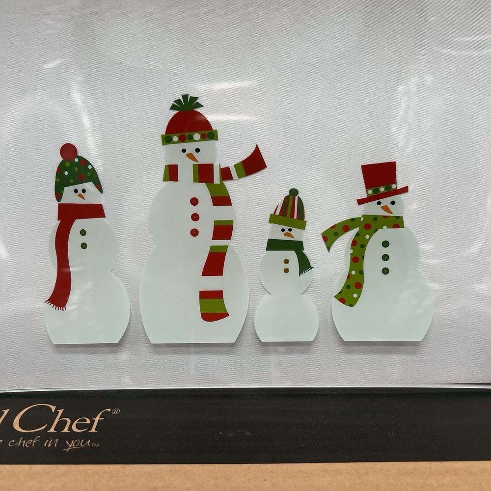 Pampered Chef Snowmen Rectangular Glass Serving Platter #2821 ~ NEW Christmas