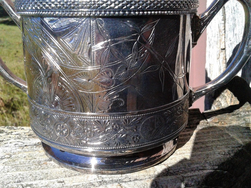 Antique Silver Triple Plate Hall Elton & Co. Covered Sugar