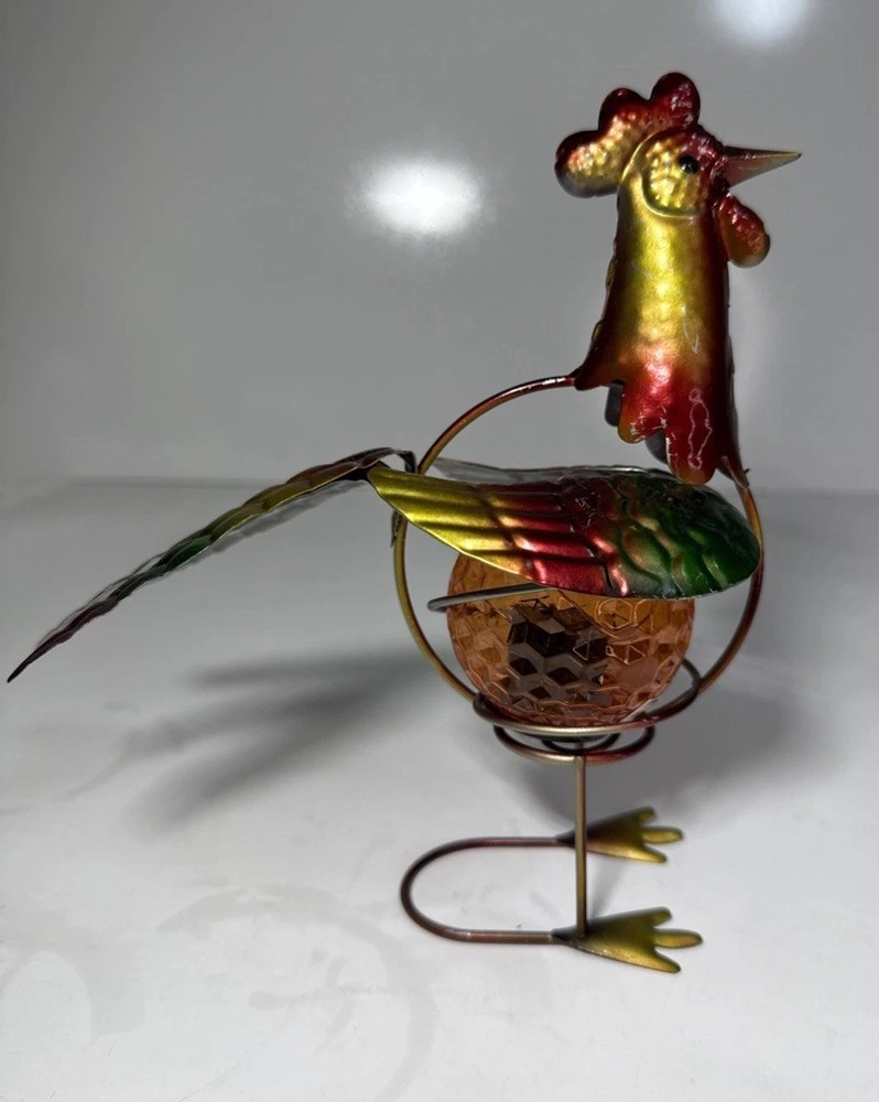 Colorful Solar light Repurposed Scrap Metal Chicken