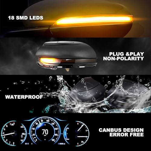 Sequential LED Turn Signal Side Mirror Indicator Light Compatible with VW GOLF