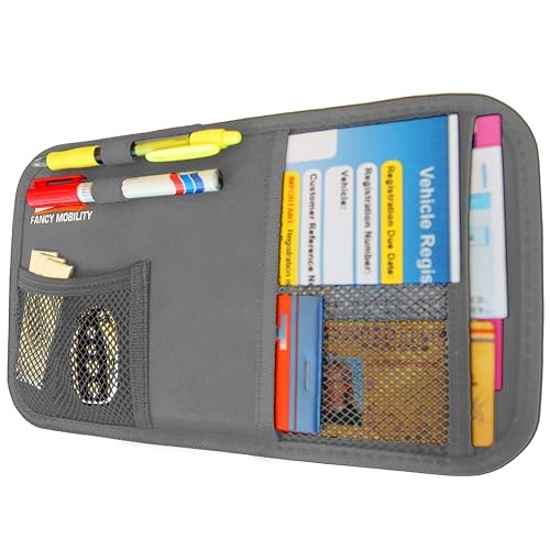 Car Sun Visor Organizer - Auto Document and Small Storage Holder  1 Pack (Gray)