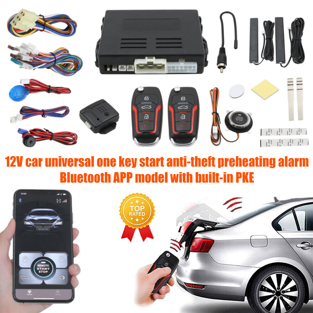 Auto Keyless Entry Engine Start Stop Alarm System Push Button Remote Auto Smart