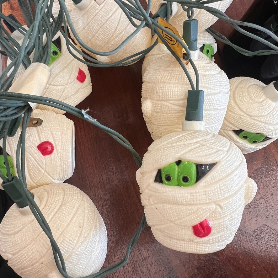 Vintage Mummies Light String Halloween Decor MCM Mummy Working Cute
