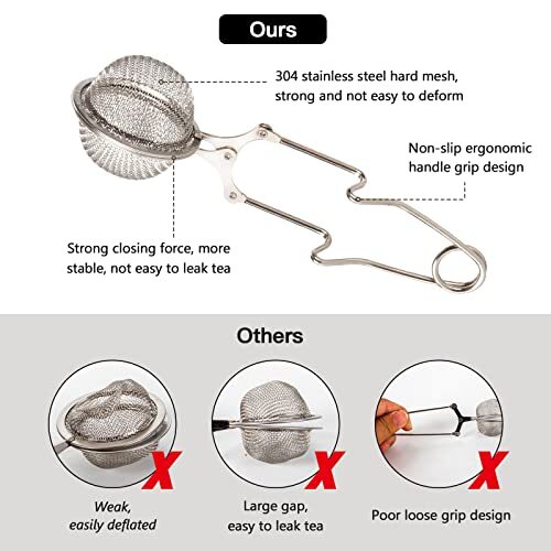Snap Ball Tea Strainer, 2 Pack Stainless Steel Tea Infuser Filter with Handle