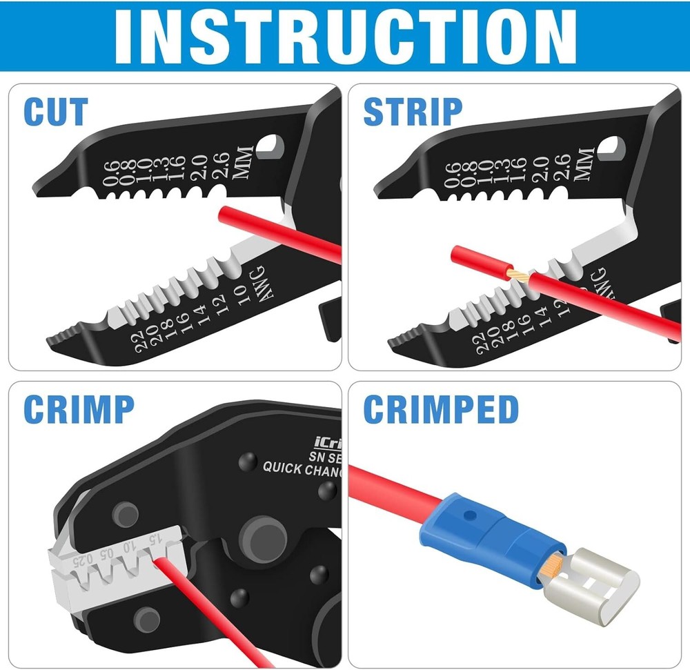 iCrimp Quick Change Crimping Tool Set with 5 Die Sets for Versatile Applications