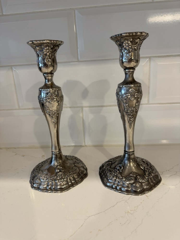 Pair Of Silver Plated 9.5 Candlestick Holders