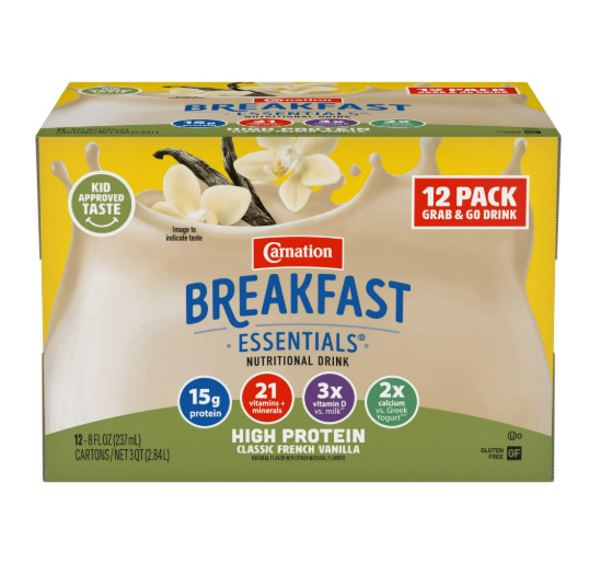 Carnation Breakfast Essentials High Protein Nutritional Drink Shakes, Classic Fr