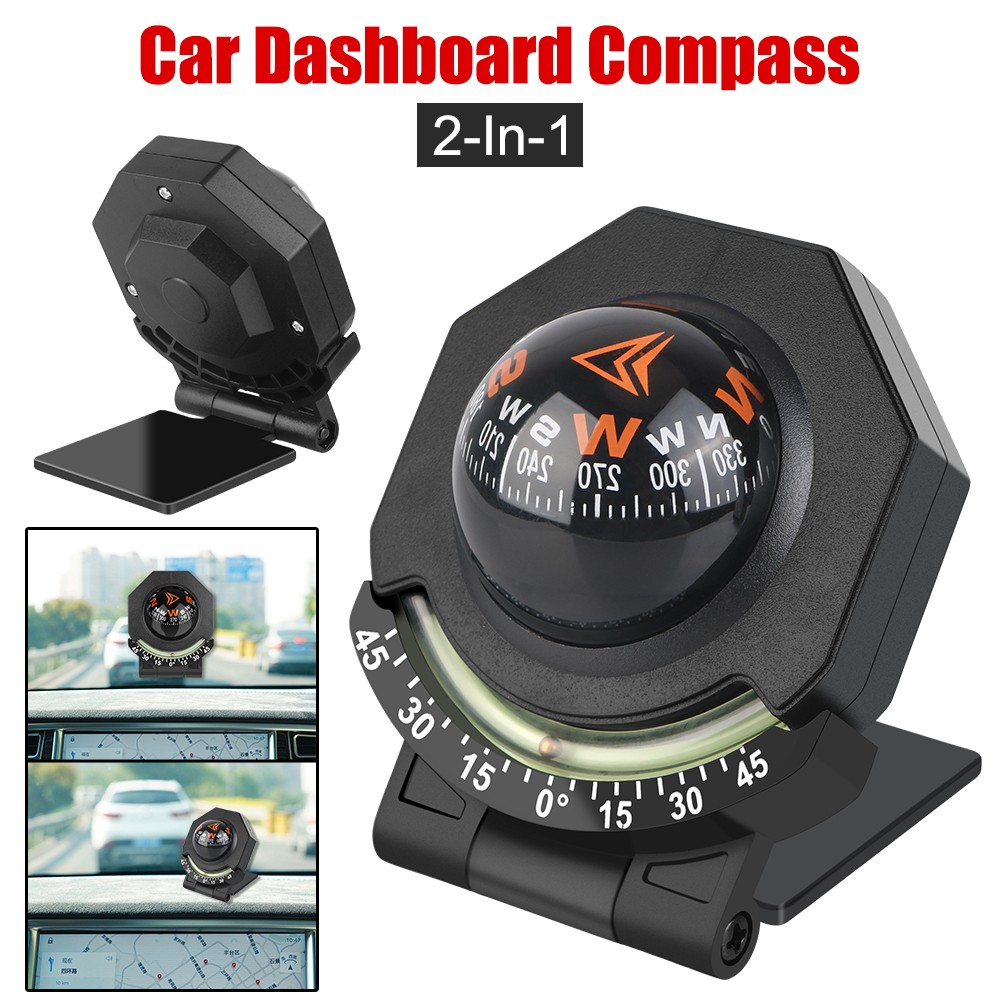 High Precision Navigation Car Mount Compass Ball Car Dashboard Compass 2-In-1