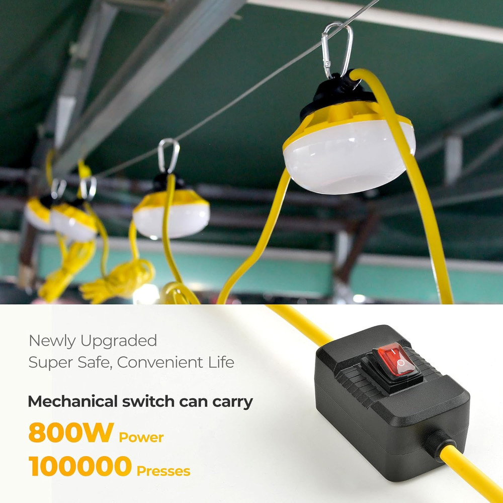 3 Prong LED String Lights with Switch: 100FT Linkable ETL Certified Bright Work