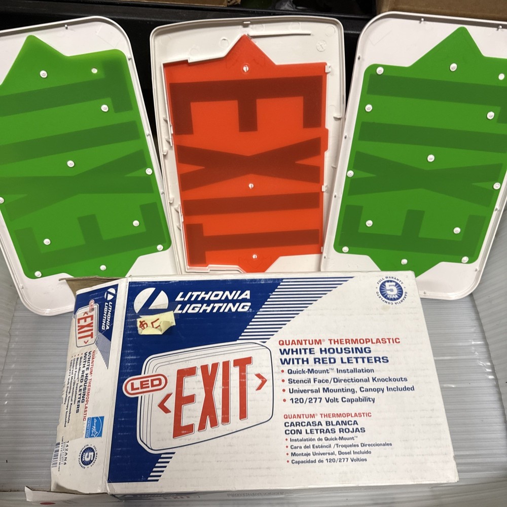 lithonia lighting exit Sign Replacement Covers Only 2 Green 1 Red