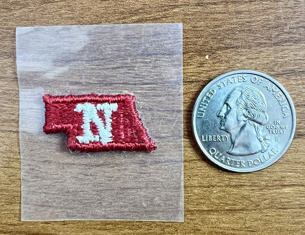 Vintage Small Tiny Nebraska Huskers Football Patch Cornhuskers State Shaped