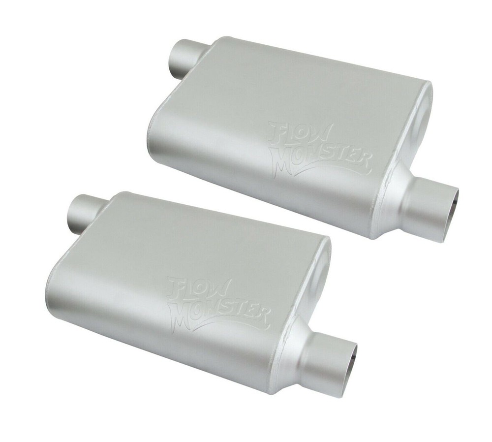FLOWMONSTER CHAMBERED 40 SERIES MUFFLERS ALUMINIZED 2.25" OFFSET OFFSET PAIR
