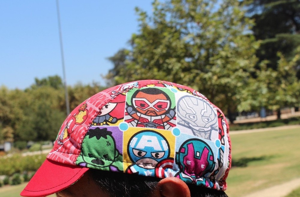 CYCLING CAP MINI MARVEL COMIC 100% COTTON ONE SIZE HANDMADE