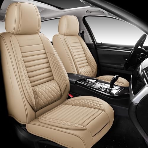 Full Coverage Front Set Seat Covers with Waterproof Leather,Lumber Support and