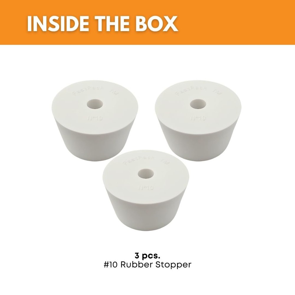 Drilled Rubber Stopper (#10-3 Pieces) | Solid Rubber Stopper Bungs for Use with