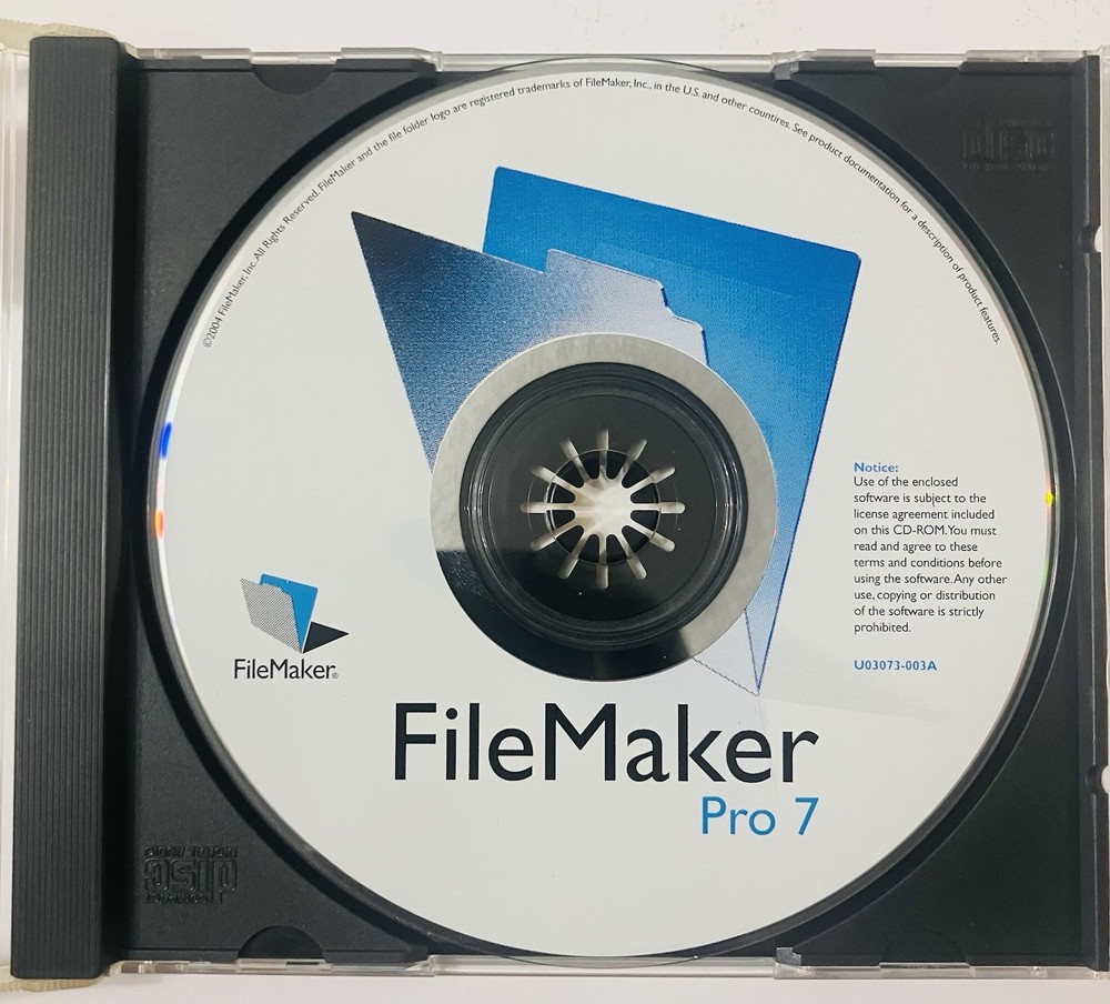 Vintage FileMaker Pro 7 Upgrade 2004 Mac/Win CD Complete w/ Docs