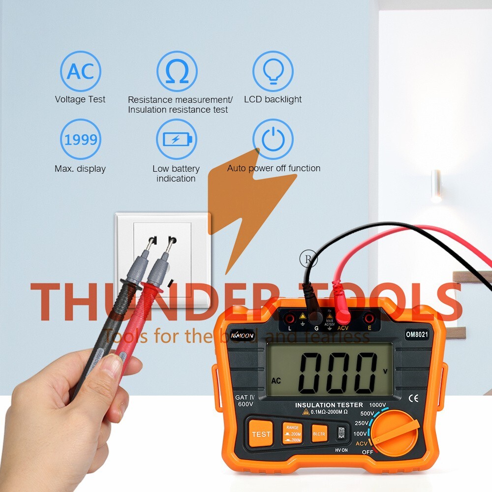 Thunder Tools KKmoon Insulation Resistance Tester DCV ACV Meter 1000V